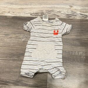 Sprout Striped Baby Romper with Crab Design